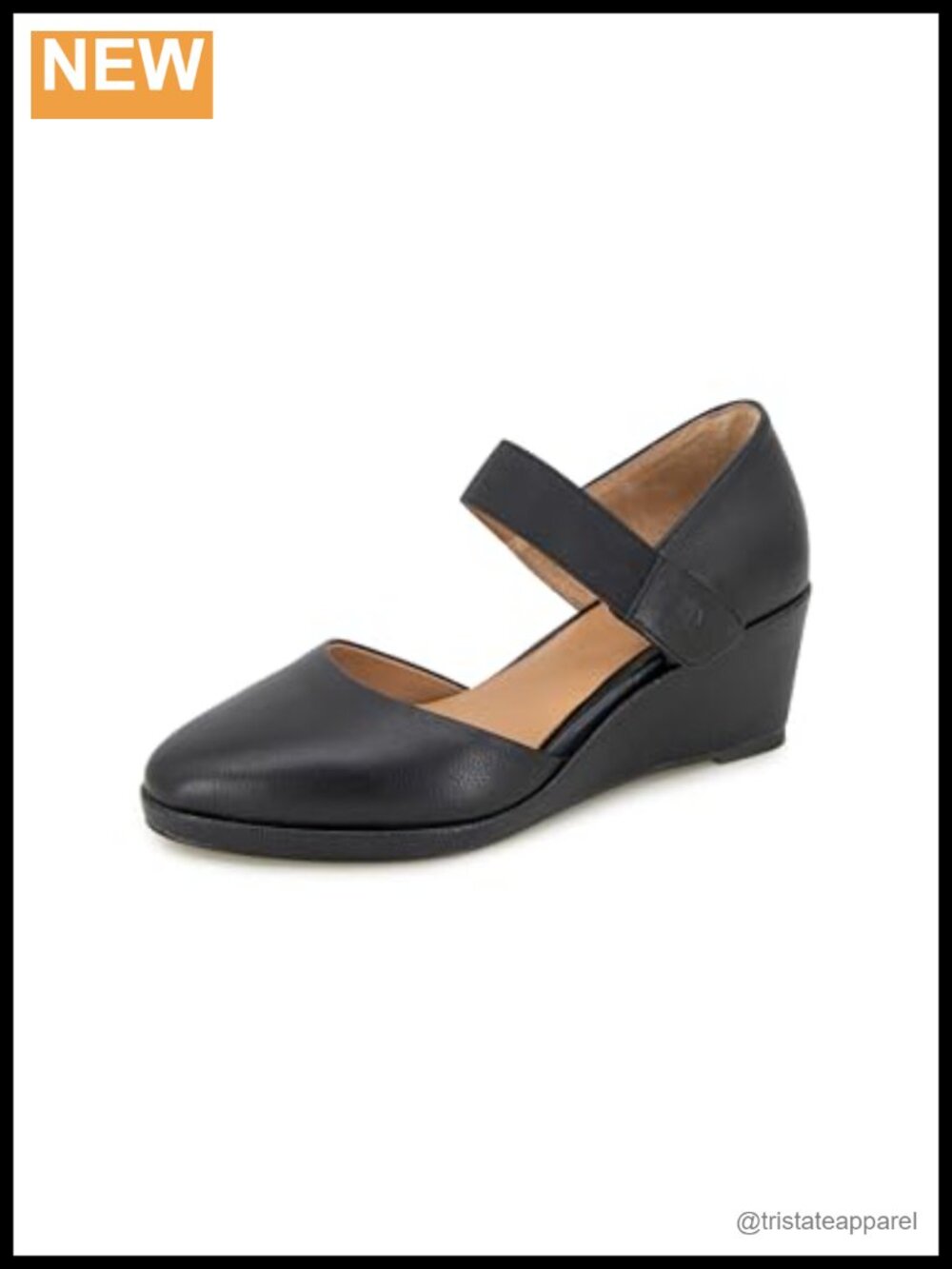 Leather Wedge Pumps with Cushioned Footbed & Velcro Strap